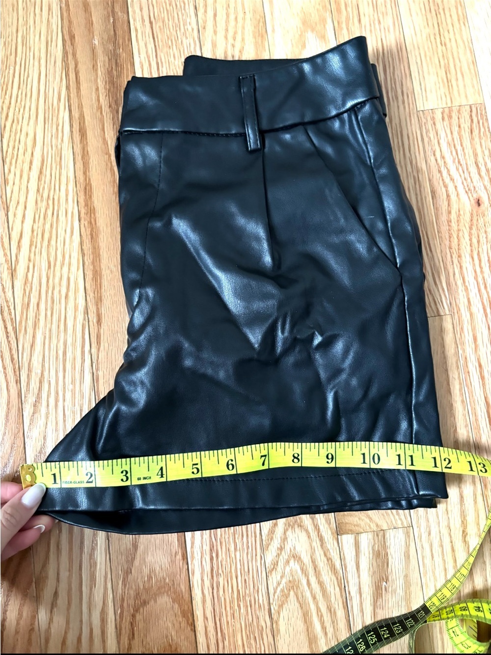 Black Leather Women's Shorts - Picture 11 of 12